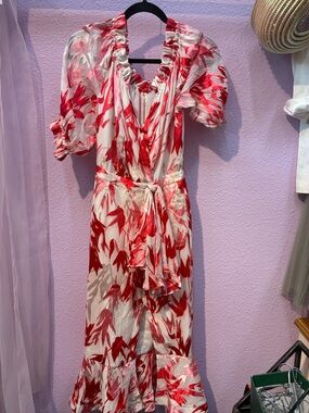 Solani Women's Red Floral Wrap Dress -size 2